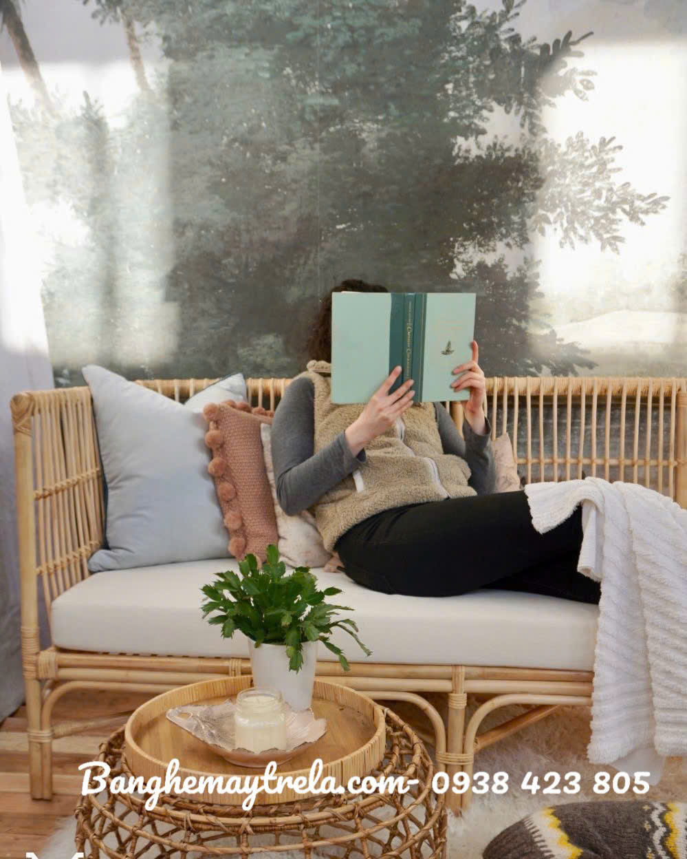 Ghế sofa mây phòng khách đơn giản hiện đại